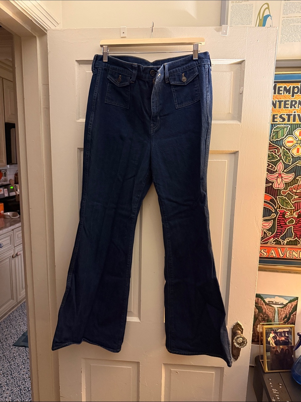 J. Crew Dark Blue Flared Jeans - Wide Leg